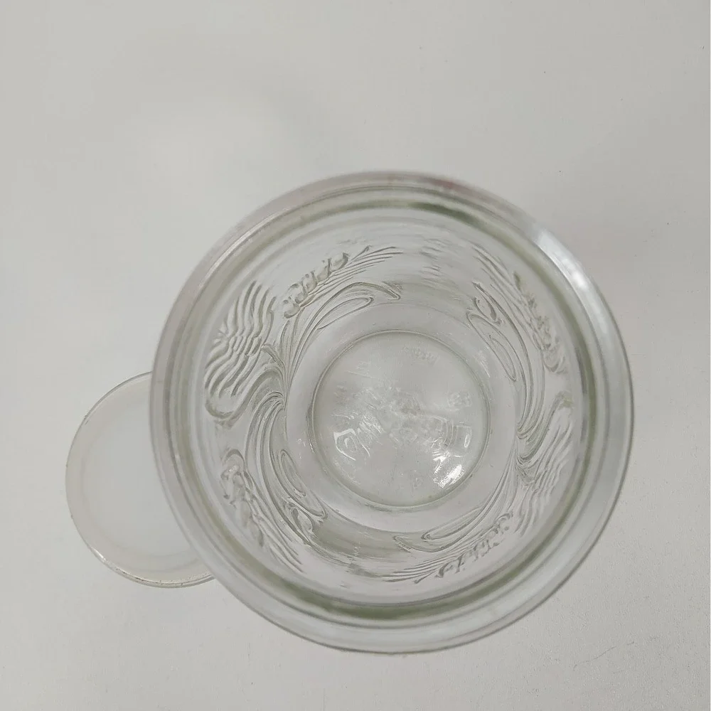 Vintage  Planters Mr. Peanut Glass Jar with Lid Canister Wheat Pattern 8